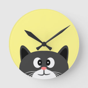 zwarte kat ronde klok