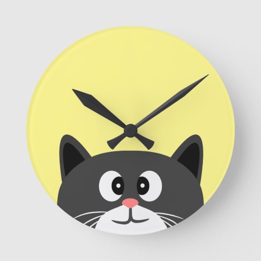 zwarte kat ronde klok (Voorkant)