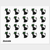 Zwarte kat ronde sticker (Vel)