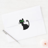 Zwarte kat ronde sticker (Envelop)