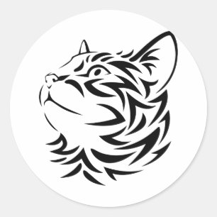zwarte kat ronde sticker