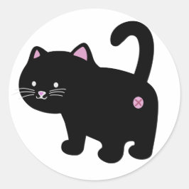 zwarte kat ronde sticker