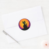 Zwarte kat ronde sticker (Envelop)