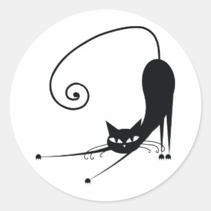 Zwarte kat ronde sticker
