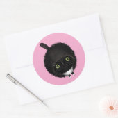 Zwarte kat ronde sticker (Envelop)