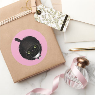 Zwarte kat ronde sticker
