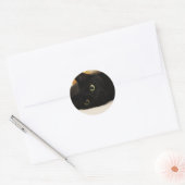 Zwarte kat ronde sticker (Envelop)