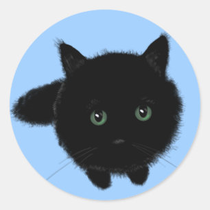 Zwarte kat ronde sticker