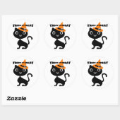 Zwarte kat ronde sticker (Vel)