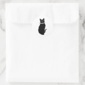 zwarte kat ronde sticker (Tas)
