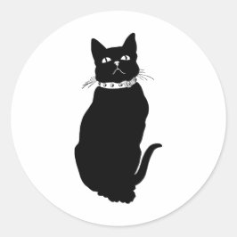 zwarte kat ronde sticker