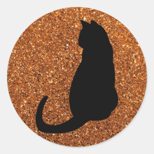 Zwarte kat ronde sticker