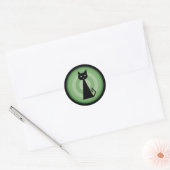 Zwarte kat ronde sticker (Envelop)