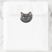 Zwarte kat ronde sticker (Tas)