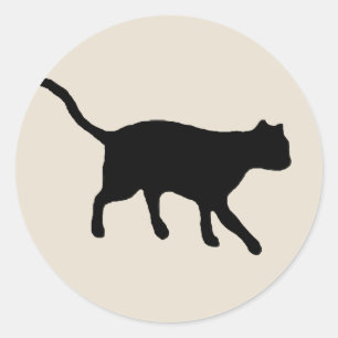 zwarte kat ronde sticker
