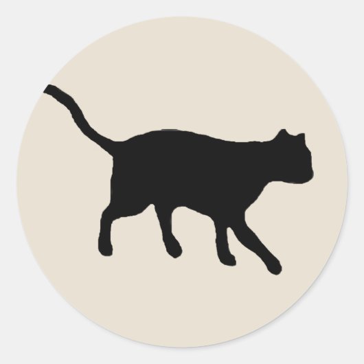 zwarte kat ronde sticker (Voorkant)