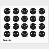 Zwarte kat ronde sticker (Vel)