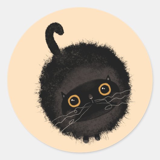 Zwarte kat ronde sticker (Voorkant)