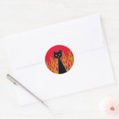 Zwarte kat ronde sticker (Envelop)