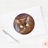 zwarte kat ronde sticker (Envelop)