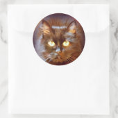 zwarte kat ronde sticker (Tas)