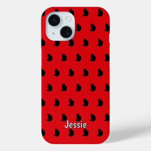 Zwarte kat (rood) iPhone 15 case