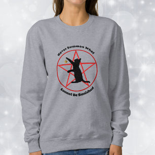 Zwarte kat rood pentagram in cirkel Summon Banish Trui