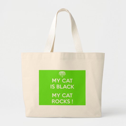 Zwarte kat rotsen grote tote bag (Voorkant)