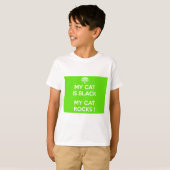 Zwarte kat rotsen t-shirt (Voorkant volledig)