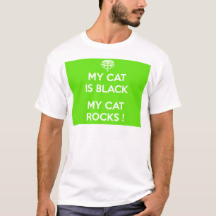 Zwarte kat rotsen t-shirt
