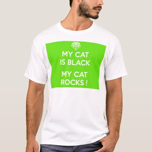 Zwarte kat rotsen t-shirt (Voorkant)