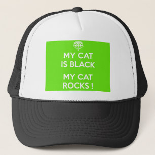 Zwarte kat rotsen trucker pet