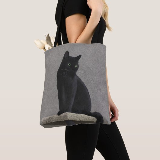 Zwarte Kat Royalty-Canvas tas (Dichtbij)