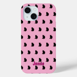 Zwarte kat (roze) iPhone 15 case