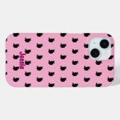 Zwarte kat (roze) Case-Mate iPhone case (Achterkant (horizontaal))