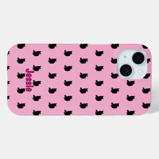 Zwarte kat (roze) Case-Mate iPhone case (Achterkant (horizontaal))
