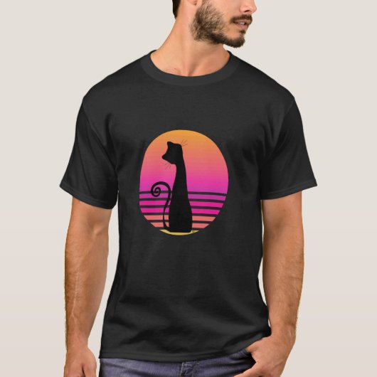 Zwarte Kat Roze Circulo Kat Liefhebbers T-shirt (Voorkant)