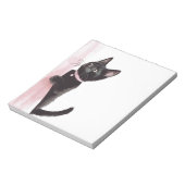 Zwarte Kat Roze Gordijn Notitieblok (Linkerzijde)
