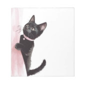 Zwarte Kat Roze Gordijn Notitieblok (Voorkant)