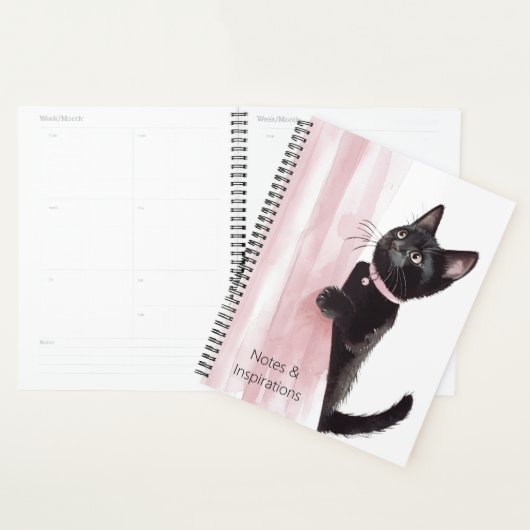 Zwarte Kat Roze Gordijn Planner (Display)