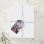 Zwarte kat roze pompoen & spookhuis Halloween Cadeaulabel (Met Touw)