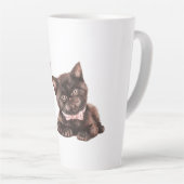 Zwarte Kat Roze Strik Latte Mok (Rechterhoek)