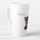 Zwarte Kat Roze Strik Latte Mok (Linkerhoek)
