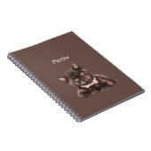 Zwarte Kat Roze Strik Notitieboek (Rechterzijde)