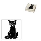  zwarte kat rubberstempel (Gestempeld)