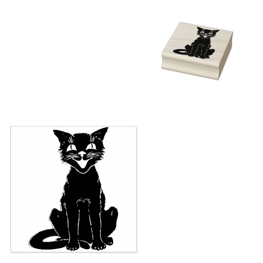  zwarte kat rubberstempel (Gestempeld)
