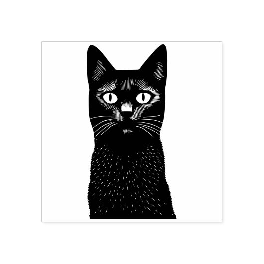 Zwarte kat rubberstempel (Afrduk)