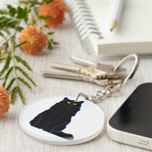 Zwarte kat(s) Essential T-ShirtBlack Cat Face Esse Sleutelhanger (Voorkant Rechts)