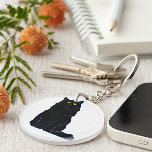 Zwarte kat(s) Essential T-ShirtBlack Cat Face Esse Sleutelhanger (Voorkant Rechts)