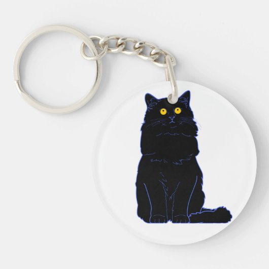 Zwarte kat(s) Essential T-ShirtBlack Cat Face Esse Sleutelhanger (Voorkant)